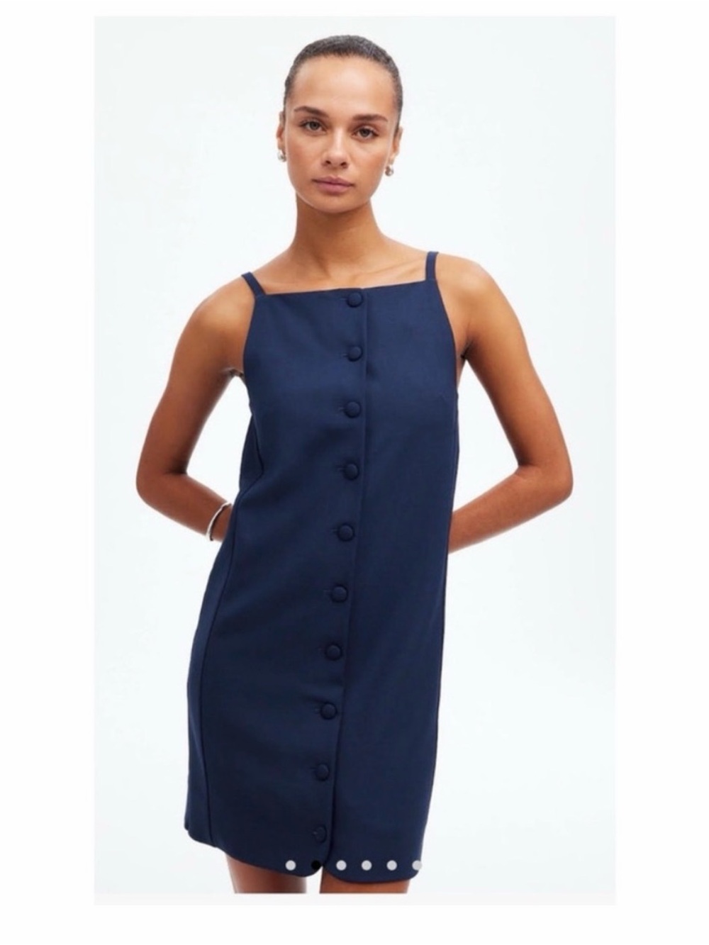 Classic Madewell Navy Button-Front Shift Dress